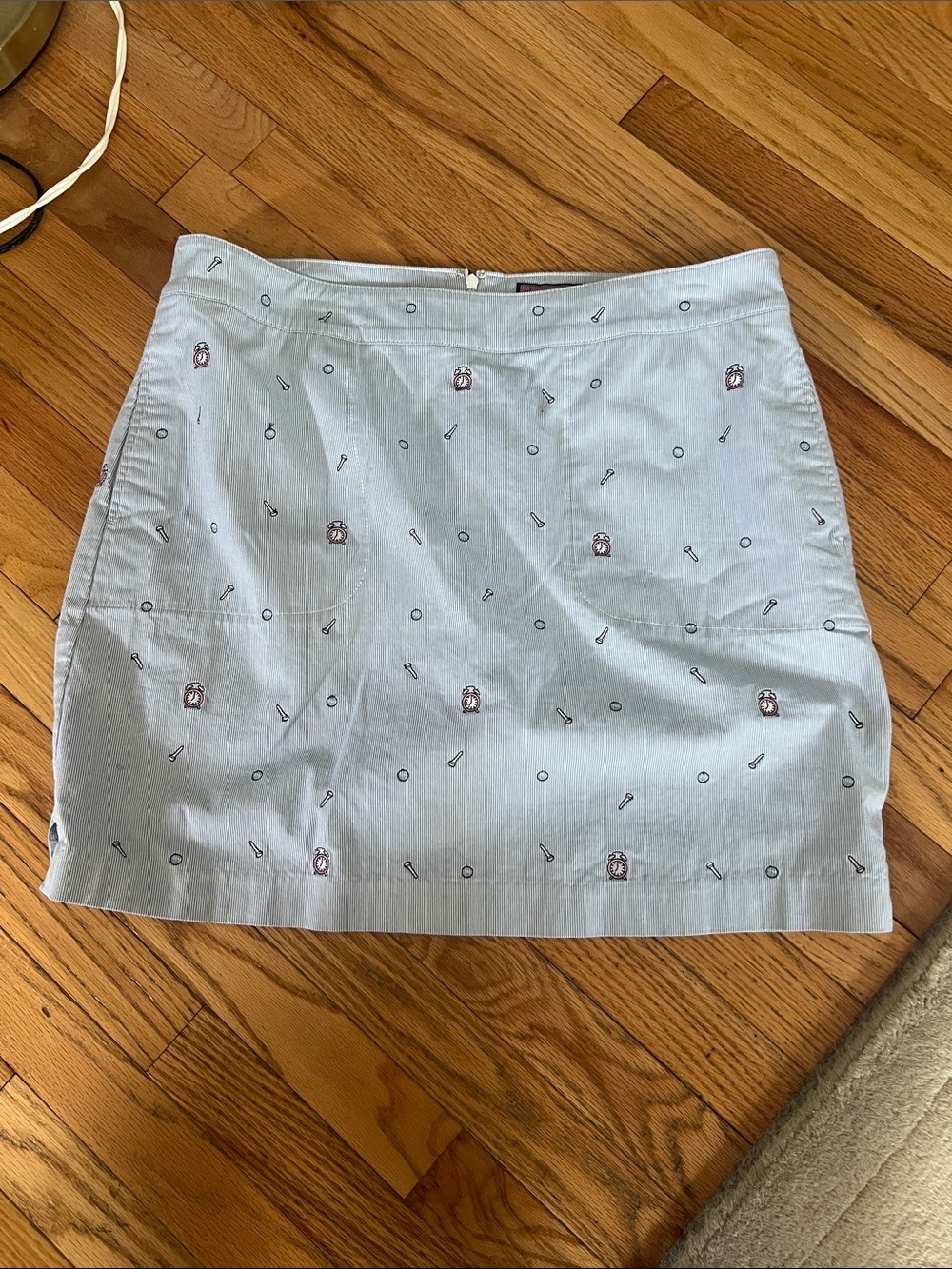 Vineyard Vines Light Blue Embroidered Mini Skirt